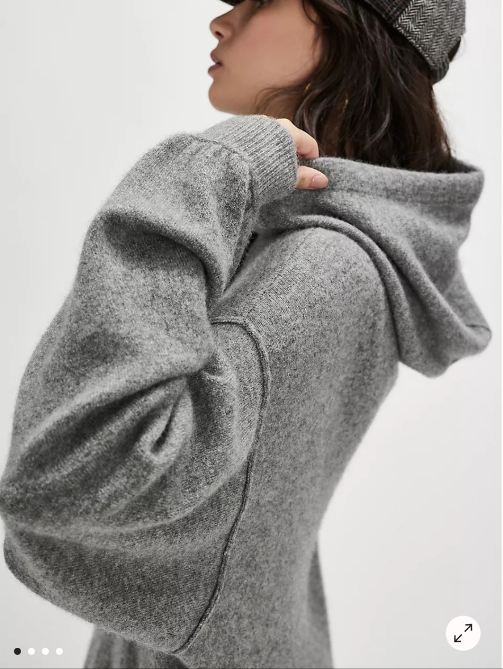 FREE PEOPLE Keep A Secret Cashmere Hoodie Charcoal Grey Womens Size S